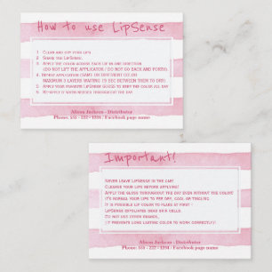 Lip product distributor application instructions business card