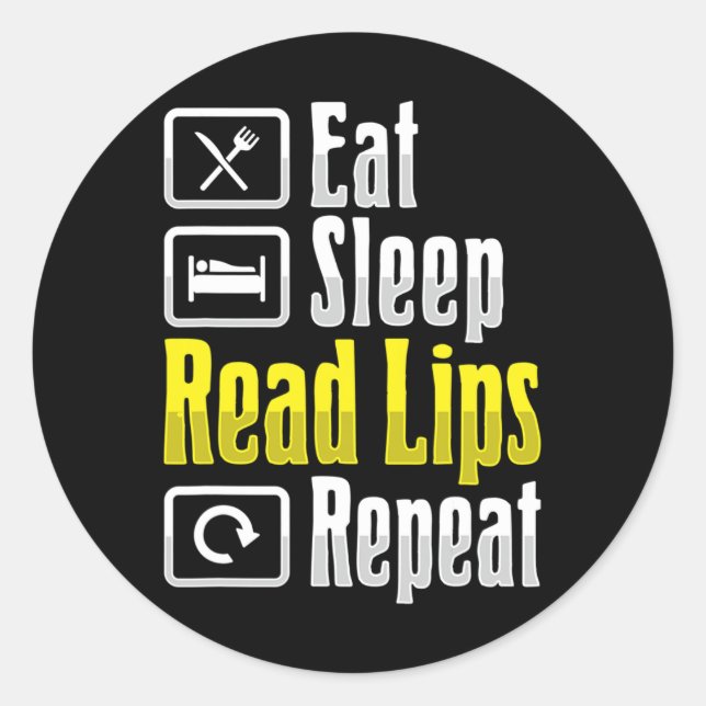 Lip Reading ASL Hand Gesture Deaf Hearing Loss Awa Classic Round Sticker (Front)