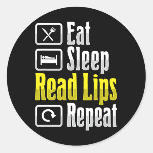 Lip Reading ASL Hand Gesture Deaf Hearing Loss Awa Classic Round Sticker