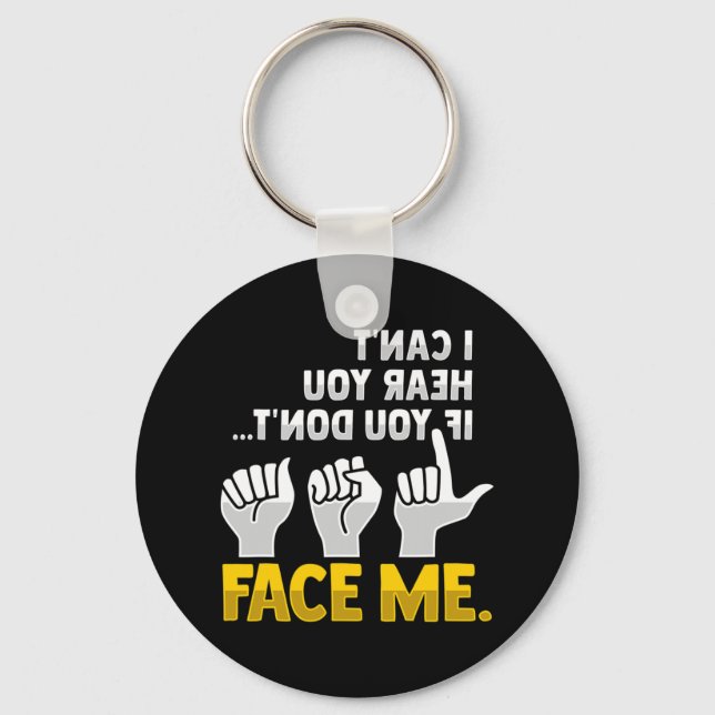 Lip Reading ASL Hand Gesture Deaf Hearing Loss Awa Key Ring (Front)