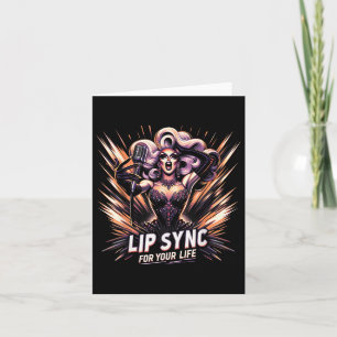 Lip Sync For Your Life Drag Queen Funny Graphic Te Card
