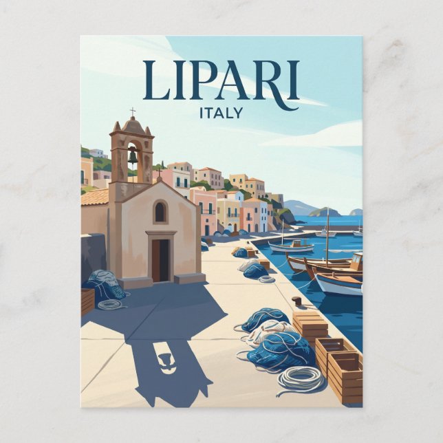Lipari Old Port Italy Postcard (Front)