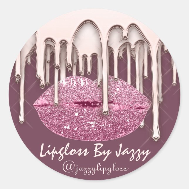 Lipgloss By IG Rose Pink Drip Product Cosmetics Classic Round Sticker (Front)