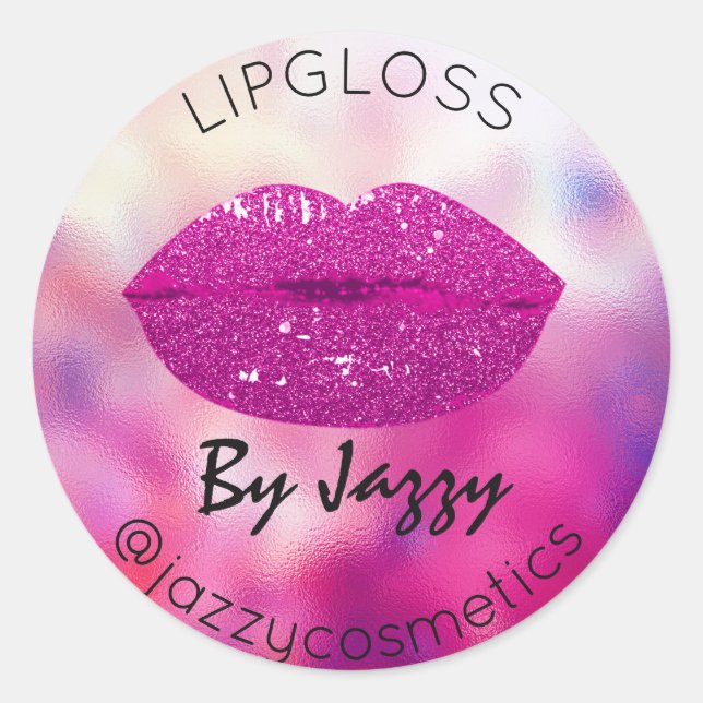 Lipgloss By Makeup Artist Pink Product Promotional Classic Round Sticker (Front)