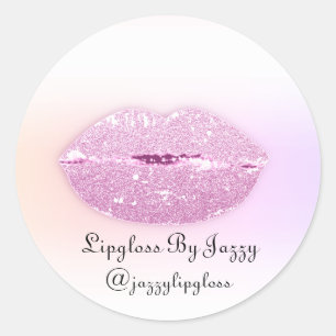 Lipgloss Makeup Packaging Pink Girly Glitter  Classic Round Sticker