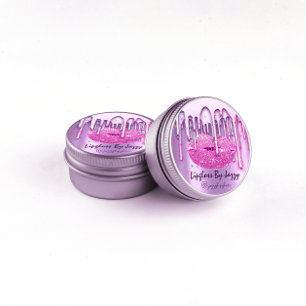 Lipgloss Makeup Pink Confetti Drip Packaging Classic Round Sticker