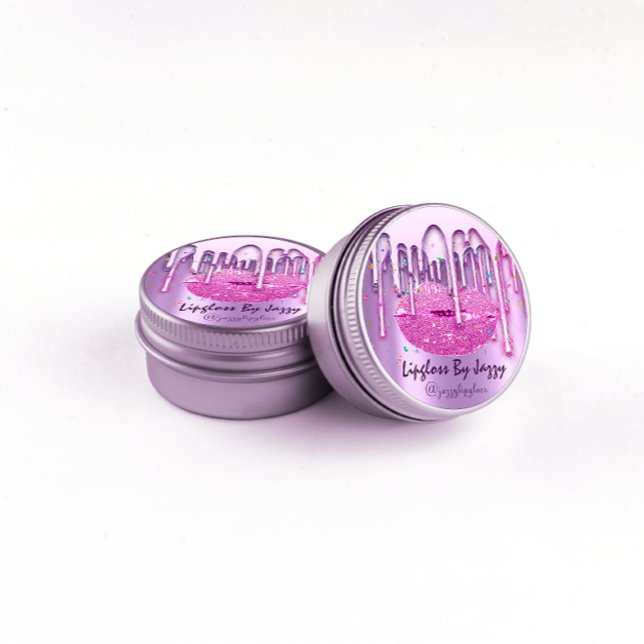 Lipgloss Makeup Pink Confetti Drip  Packaging Classic Round Sticker (Creator Uploaded)