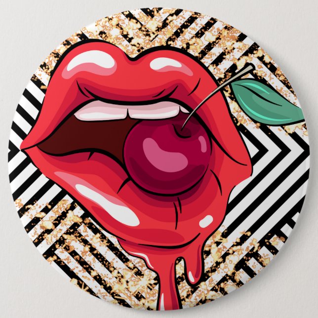 lips  6 cm round badge (Front)