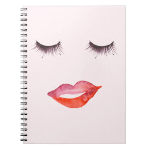Lips and Eyelashes Spiral Notebook