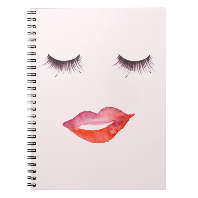 Lips and Eyelashes Spiral Notebook (Front)