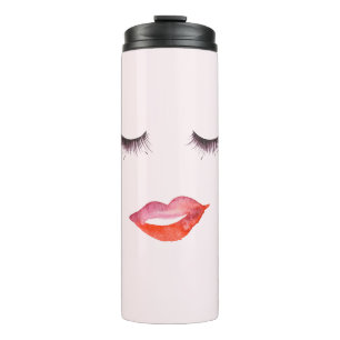 Lips and Eyelashes Thermal Tumbler
