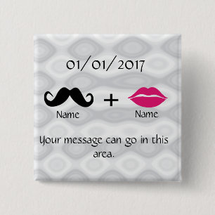 Lips and Moustache 15 Cm Square Badge
