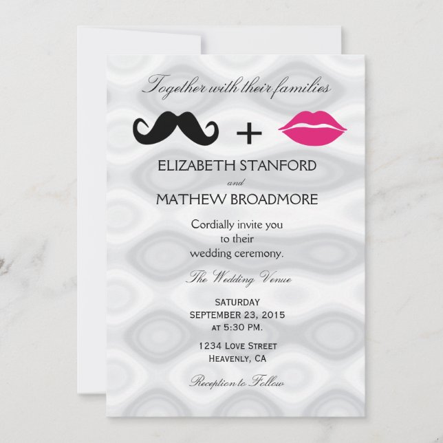 Lips and Moustache Wedding Invitation (Front)