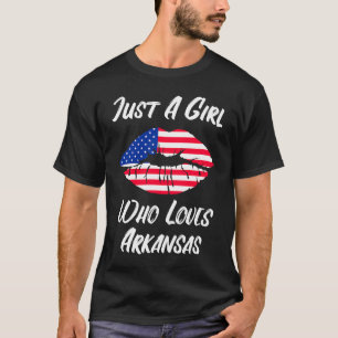 Lips and Mouth Love American Flag Arkansas T-Shirt