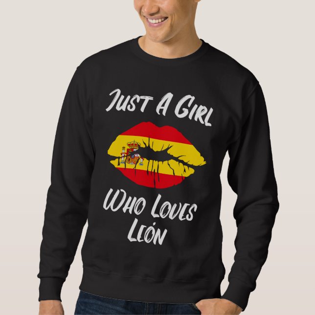 Lips and Mouth Love Spanish Flag Leon Sweatshirt (Front)