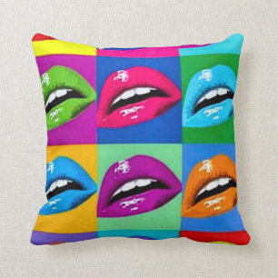 Lips Art Nouveau Throw Pillow