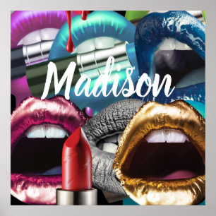 Lips Elegant Stylish Bad Girl Custom Personalised Poster