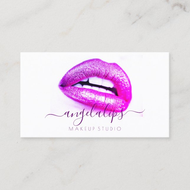 Lips Girly Pink Purple Business Card (Front)