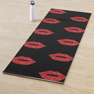 Lips Glitter Kisses Elegant Feminine Girly Makeup Yoga Mat