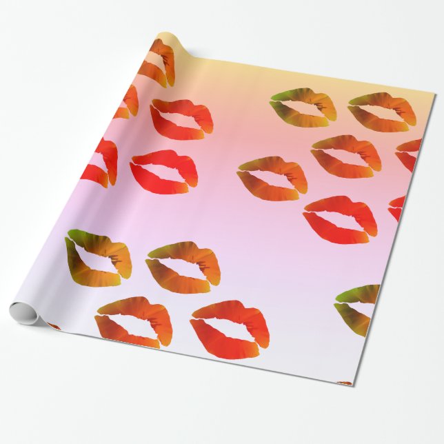 Lips Glossy Wrapping Paper, 30 in x 6 ft Wrapping Paper (Unrolled)