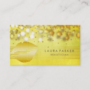 Lips Gold Stripes Makeup Artist Beautician Business Card