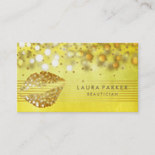 Lips Gold Stripes Makeup Artist Beautician Business Card