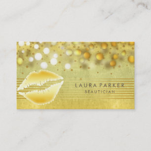 Lips Gold Stripes Makeup Artist Beautician Business Card