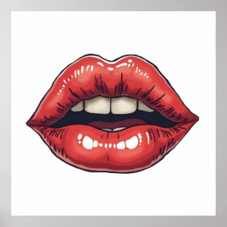 Lips hand drawn poster