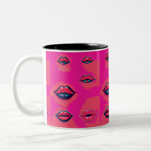 Lips Kiss Print Mug - Romantic mug for lovebirds.