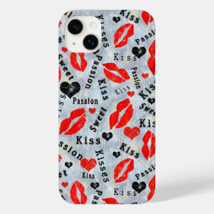 Lips, lipstick prints, kiss. Case-Mate iPhone 14 plus case