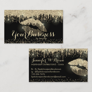 Lips Makeup Artist Glitter Gold Sense Dripping Business Card