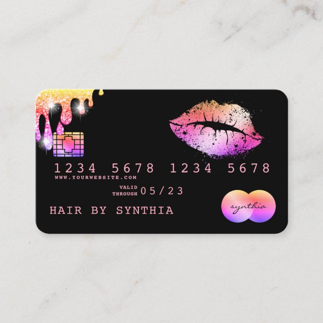 Lips makeup lipstick Credit Card Styled Rose Gold (Front)