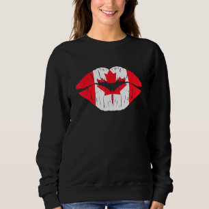 Lips & Maple Leaf Canadian Flag Happy Canada Day W Sweatshirt