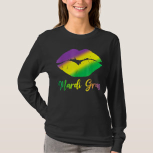 Lips Mardi Gras Funny Party Apparel Women Girls Ma T-Shirt
