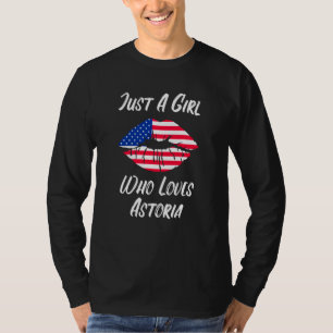 Lips Mouth Love American Flag Astoria T-Shirt