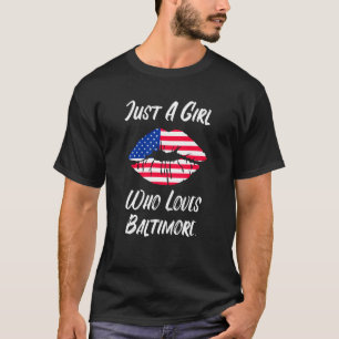 Lips mouth love American flag Baltimore T-Shirt