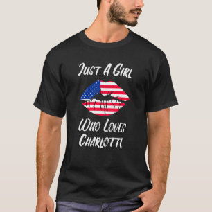 Lips Mouth Love American Flag Charlotte T-Shirt