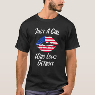 Lips Mouth Love American Flag Detroit T-Shirt