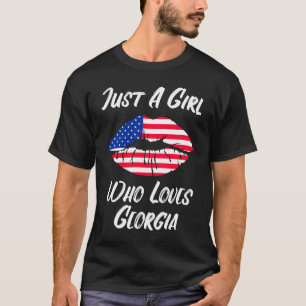 Lips Mouth Love American Flag Georgia T-Shirt