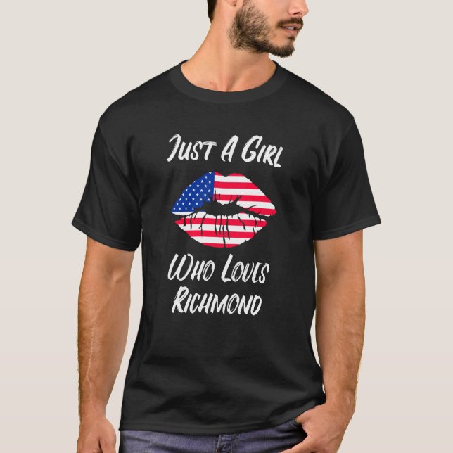 Lips Mouth Love American Flag Richmond T-Shirt (Front)