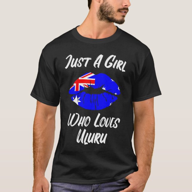 Lips Mouth Love Australian Flag Uluru T-Shirt (Front)
