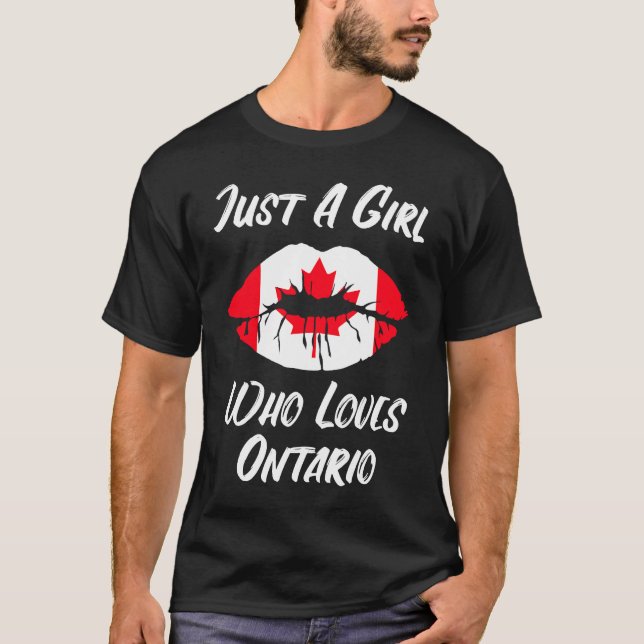 Lips Mouth Love Canadian Flag Ontario T-Shirt (Front)