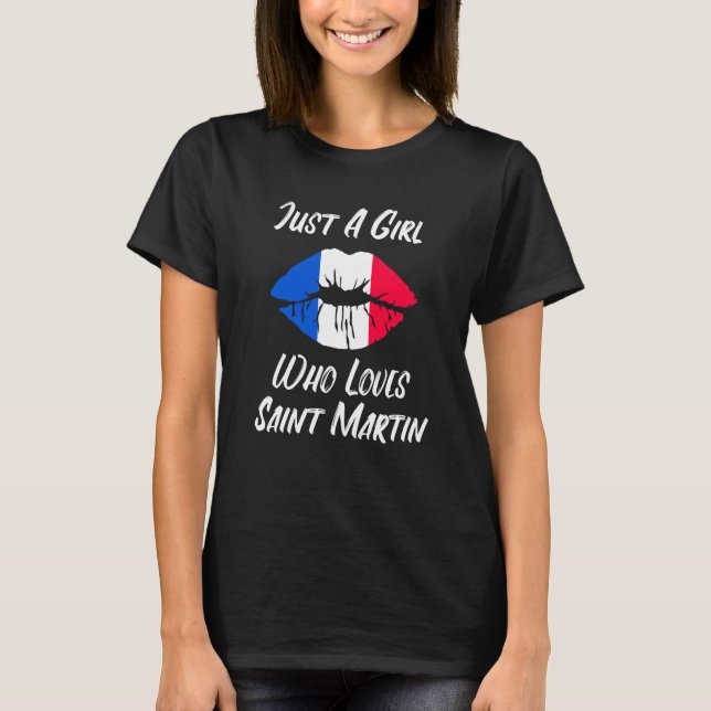 Lips Mouth Love French Flag Saint Martin T-Shirt (Front)