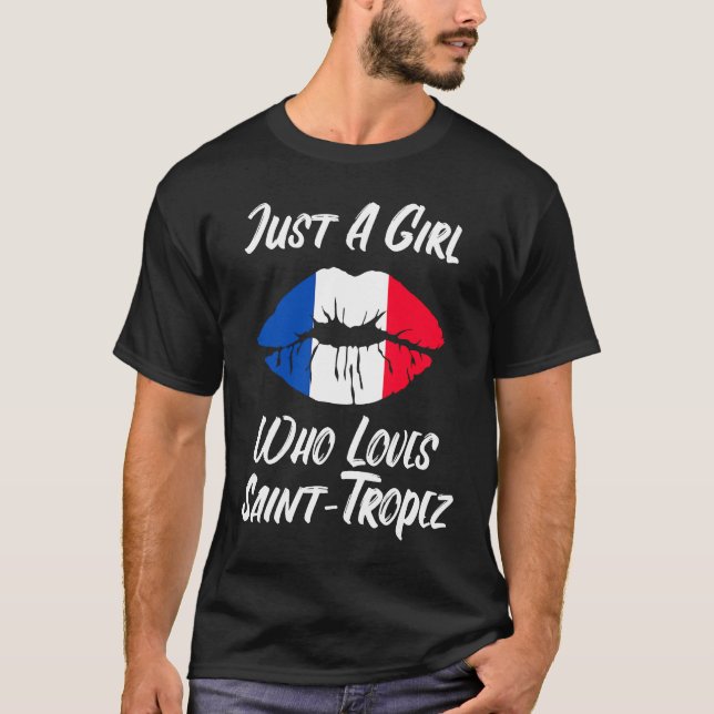Lips Mouth Love French Flag Saint Tropez T-Shirt (Front)