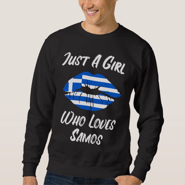 Lips Mouth Love Greek Flag Samos Sweatshirt (Front)