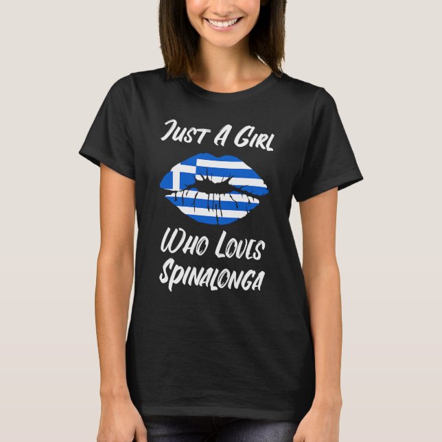 Lips Mouth Love Greek Flag Spinalonga T-Shirt (Front)