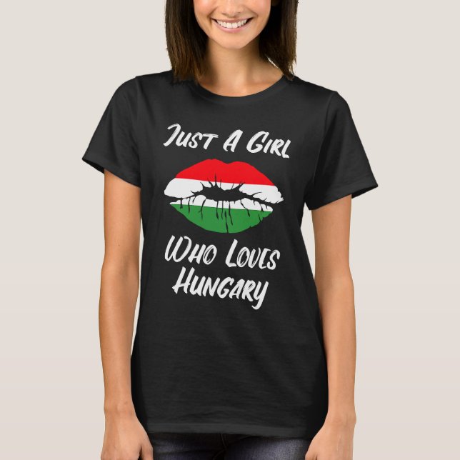 Lips Mouth Love Hungarian Flag Hungary T-Shirt (Front)