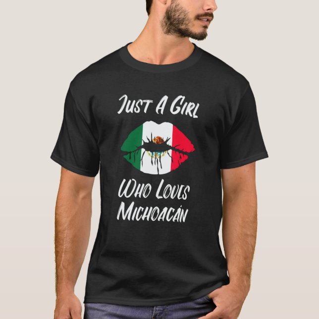 Lips Mouth Love Mexican Flag Michoacan T-Shirt (Front)
