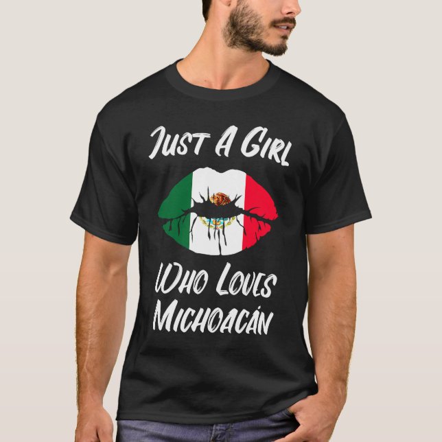 Lips Mouth Love Mexican Flag Michoacan T-Shirt (Front)