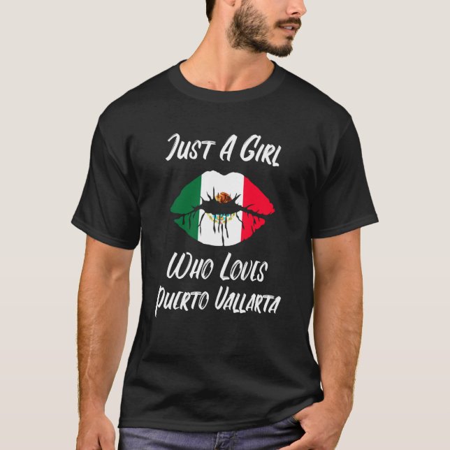 Lips Mouth Love Mexican Flag Puerto Vallarta T-Shirt (Front)